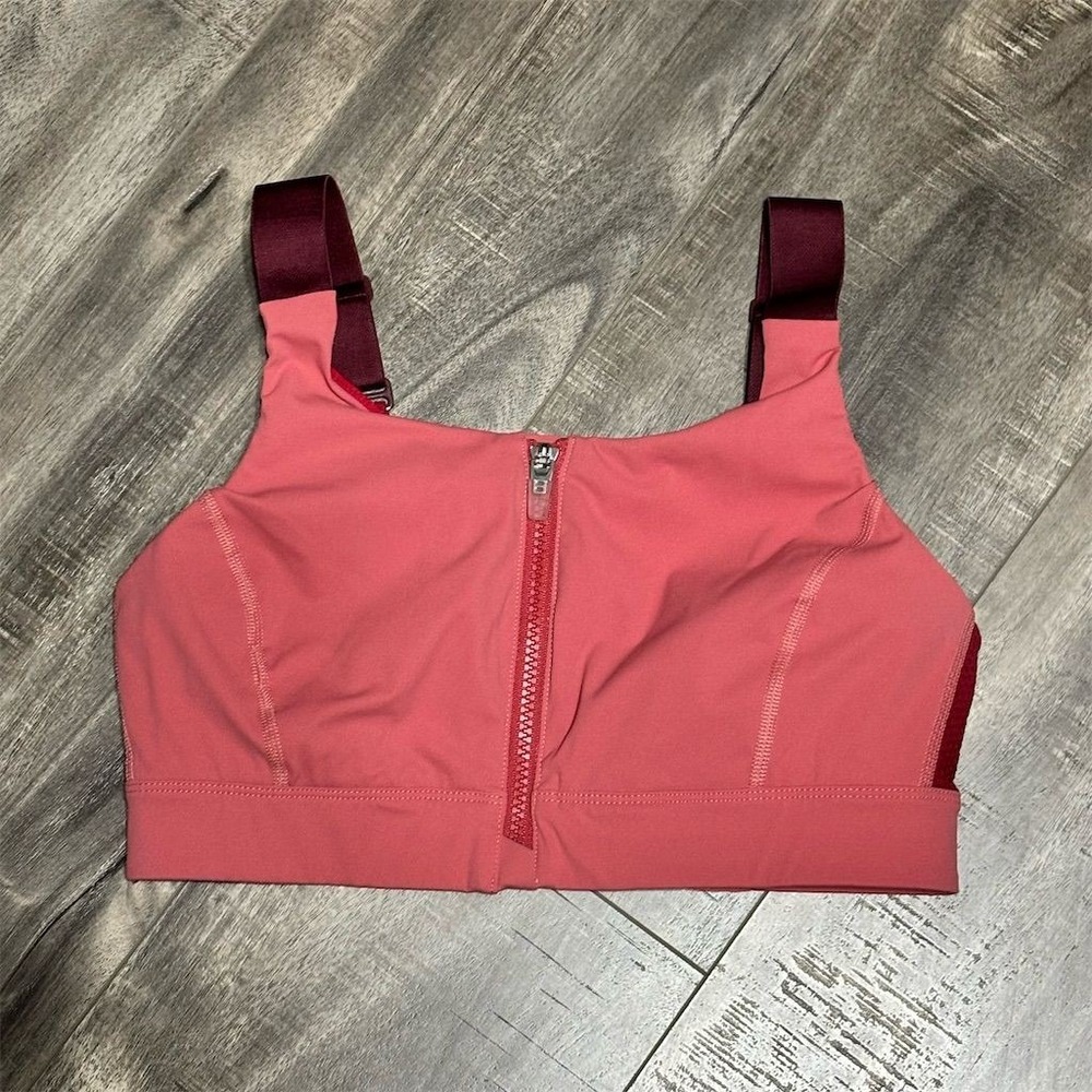 Outdoor Voices Women's Red Sports Bra S Zip-Front Medium‎ Support